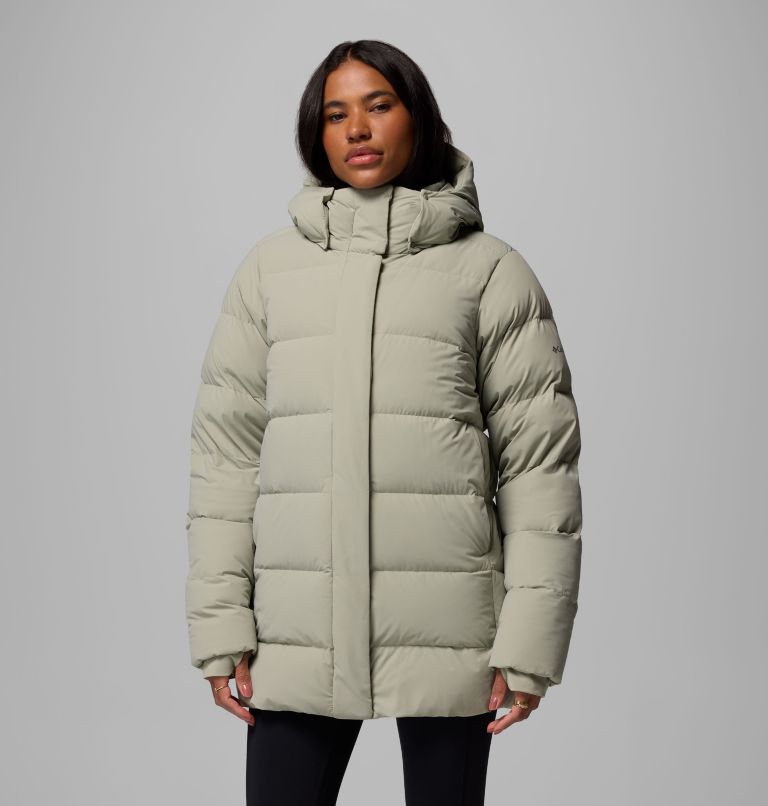 Women's Amaze Puff Mid Hooded Jacket, Color: Safari, image 1