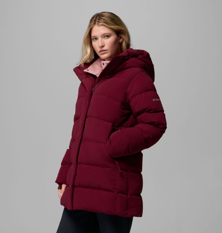 Women's Amaze Puff Mid Hooded Jacket, Color: Rich Wine, image 4