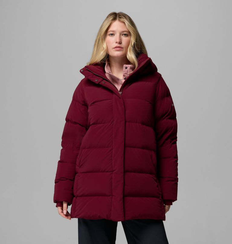 Women's Amaze Puff Mid Hooded Jacket, Color: Rich Wine, image 5