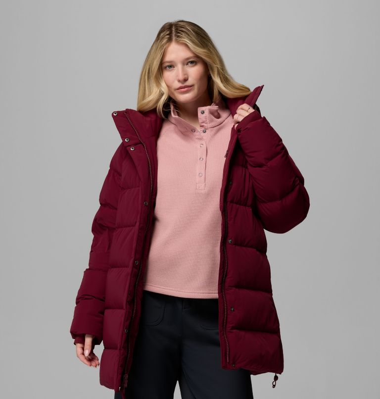 Women's Amaze Puff Mid Hooded Jacket, Color: Rich Wine, image 1