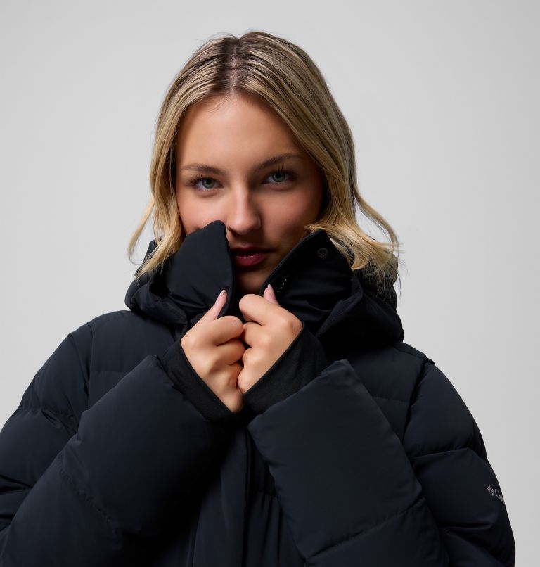 Women's Amaze Puff Mid Hooded Down Puffer, Color: Black, image 17