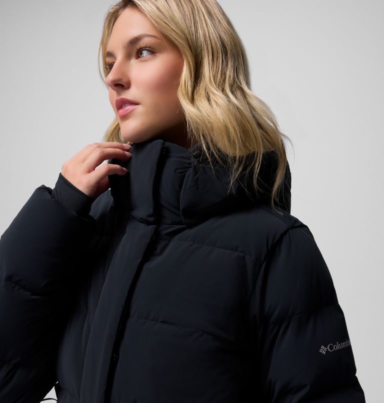 Women's Amaze Puff Mid Hooded Down Puffer, Color: Black, image 18