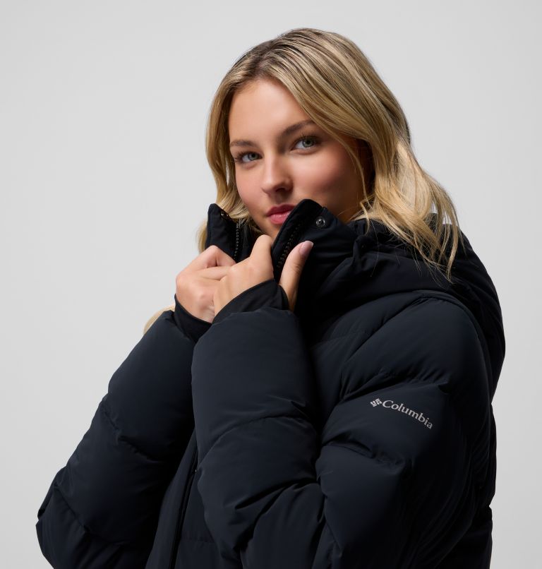 Women's Amaze Puff Mid Hooded Down Puffer, Color: Black, image 20