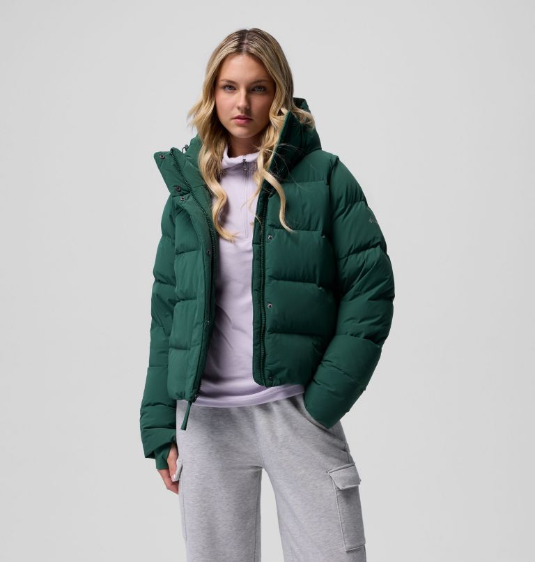 Women's Amaze Puff Hooded Jacket, Color: Rain Forest, image 1