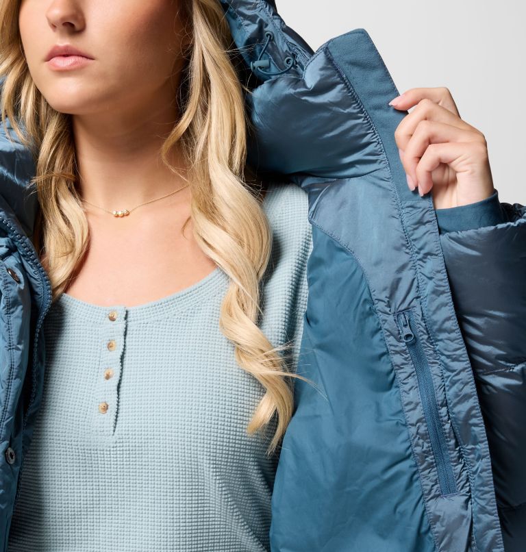 Women's Amaze Puff Hooded Jacket, Color: Everblue High Shine, image 5