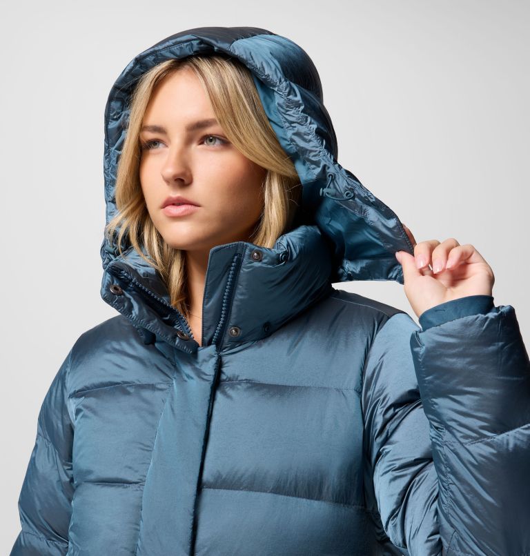 Women's Amaze Puff Hooded Jacket, Color: Everblue High Shine, image 6
