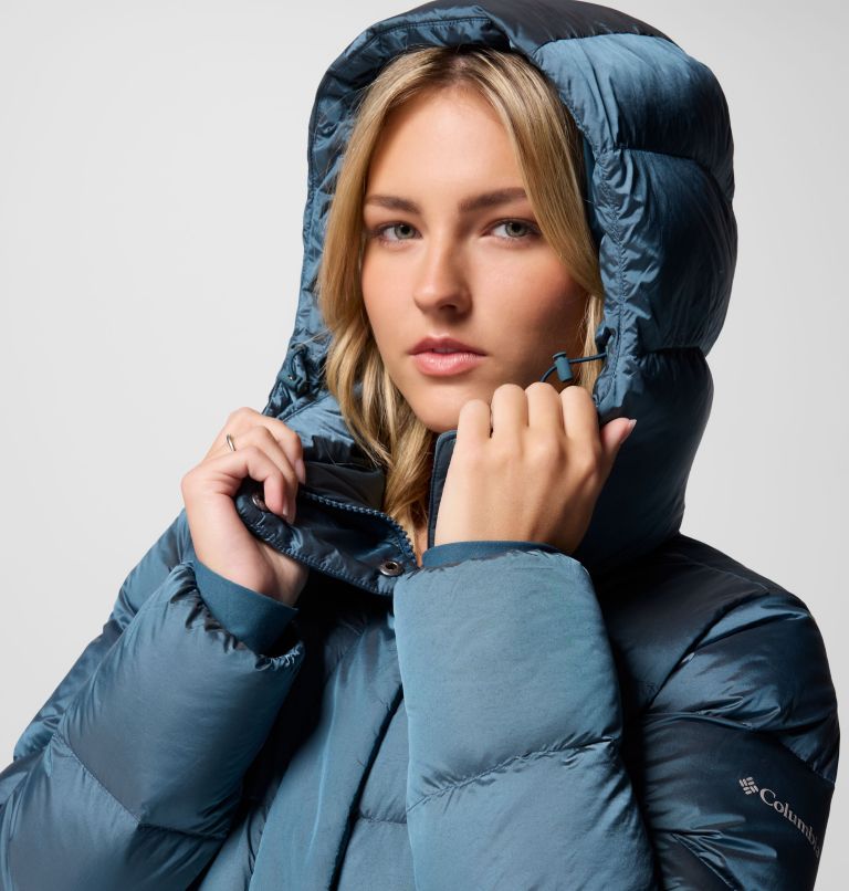 Women's Amaze Puff Hooded Jacket, Color: Everblue High Shine, image 7