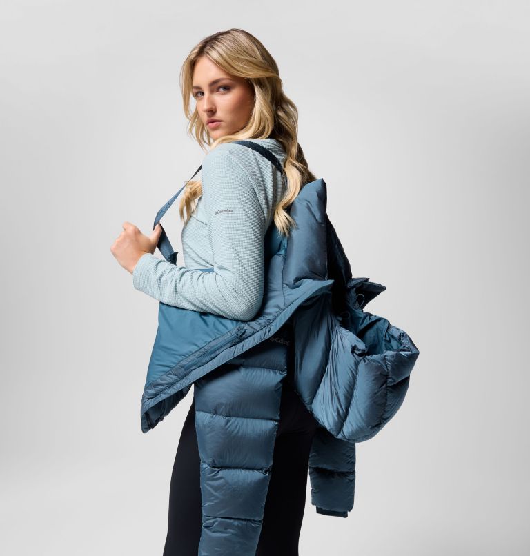 Women's Amaze Puff Hooded Jacket, Color: Everblue High Shine, image 8