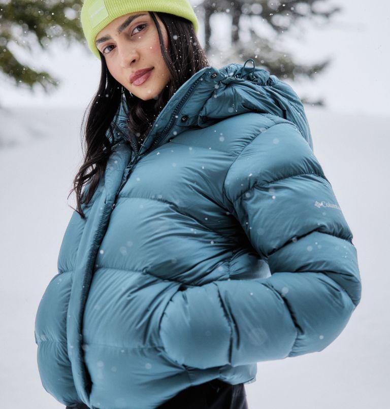 Women's Amaze Puff Hooded Jacket, Color: Everblue High Shine, image 12
