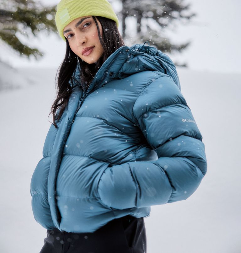 Women's Amaze Puff Hooded Down Puffer, Color: Everblue High Shine, image 17