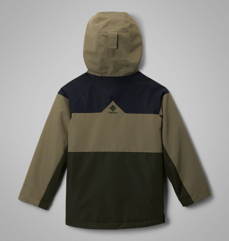 Youth Coreshot Waterproof Hooded Anorak, Color: Greenscape, Stone Green, Black, image 2