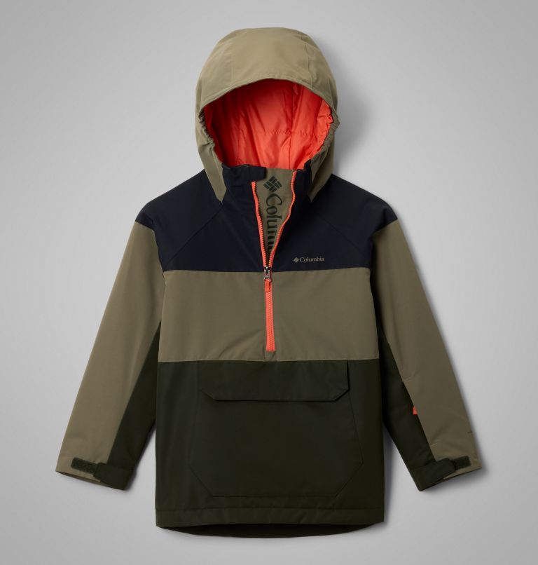 Youth Coreshot Waterproof Hooded Anorak, Color: Greenscape, Stone Green, Black, image 1