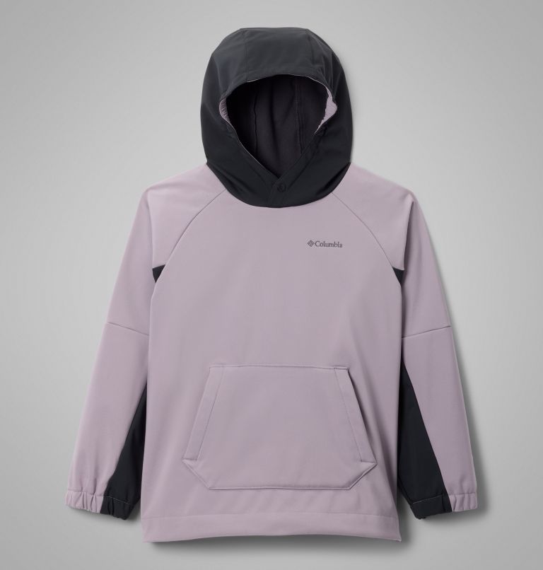 Kids' Coreshot Softshell Hoodie, Color: Shale Purple, Black, image 1
