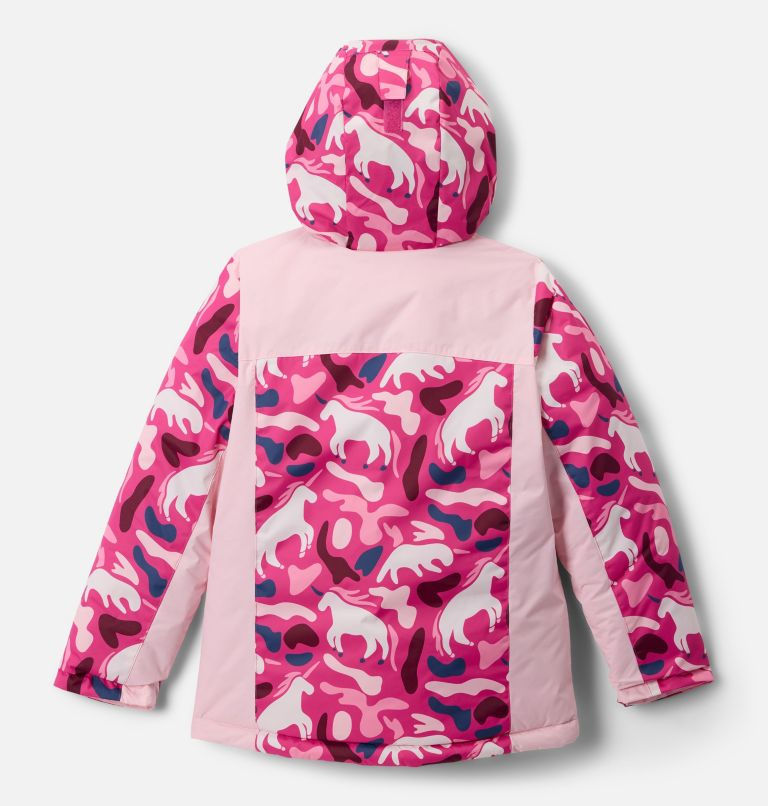 Girls' Horizon Ride IV Printed Jacket, Color: Pink Ice Uniflauge, Satin pink, image 2