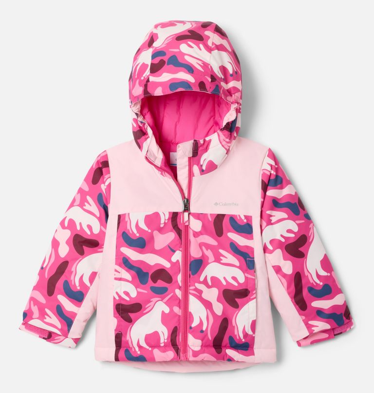 Girls' Toddler Horizon Ride IV Printed Jacket, Color: Pink Ice Uniflauge, Satin pink, image 1