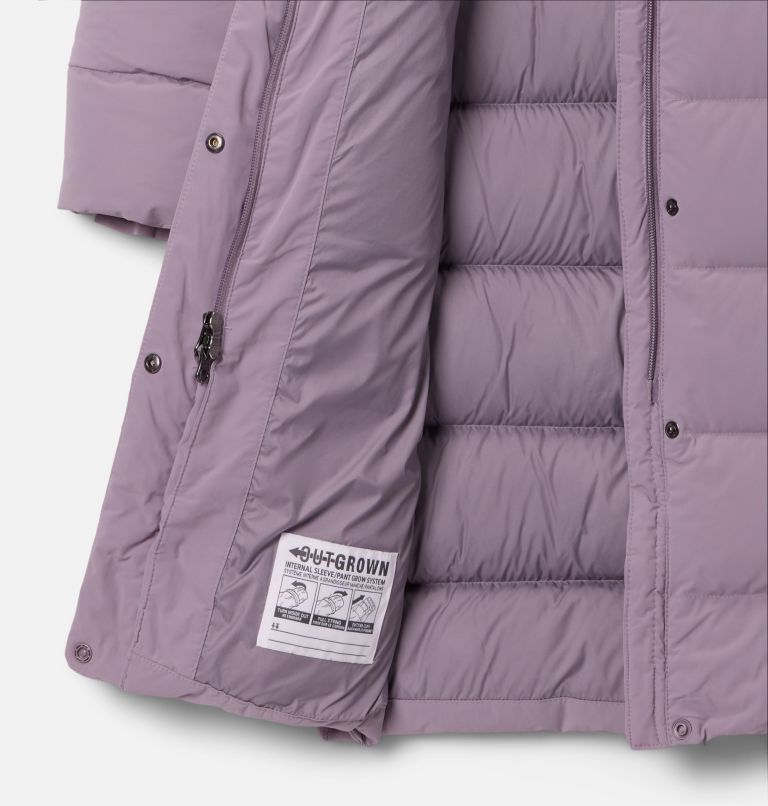 Girls' Amaze Puff Long Hooded Jacket, Color: Shale Purple, image 3