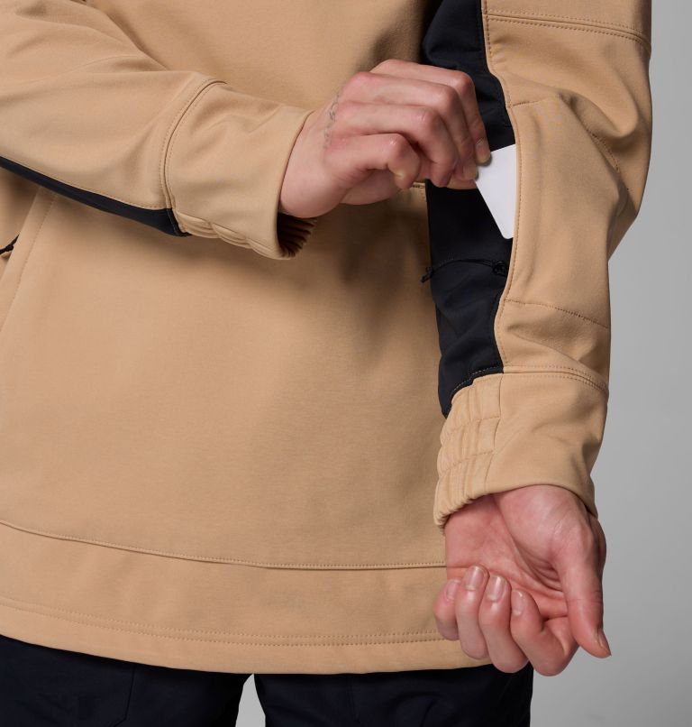 Men's Coreshot Softshell Hoodie, Color: Canoe, Black, image 6