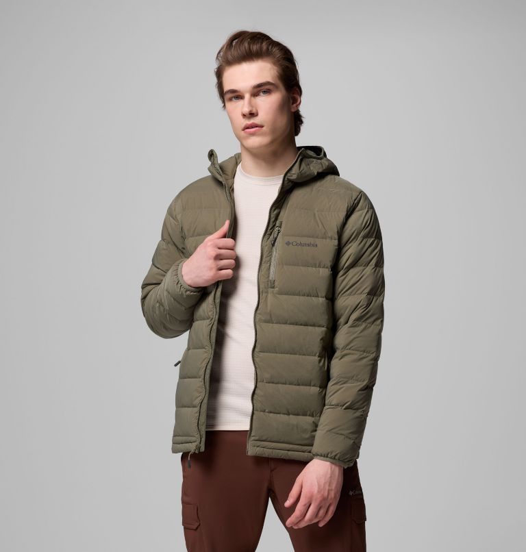 Men's Drift Peak Stretch Down Hooded Jacket, Color: Stone Green, image 5