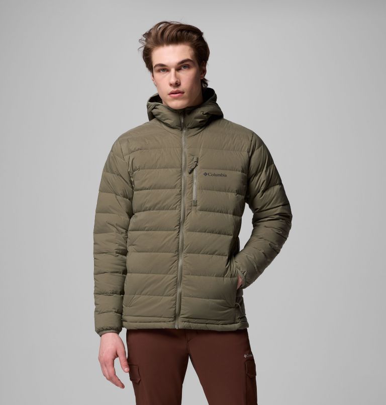 Men's Drift Peak Stretch Down Hooded Jacket, Color: Stone Green, image 1
