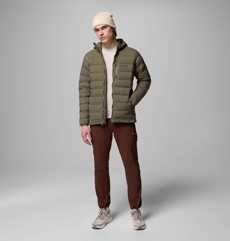 Men's Drift Peak Stretch Down Hooded Jacket, Color: Stone Green, image 2