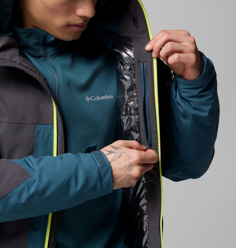 Men's Powder Prime Waterproof Ski Jacket, Color: Everblue, Shark, image 6