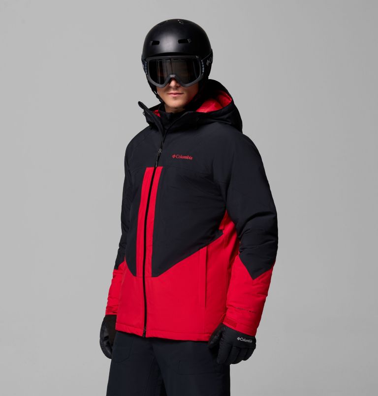 Men's Powder Prime Waterproof Ski Jacket, Color: Mountain Red, Black, image 4