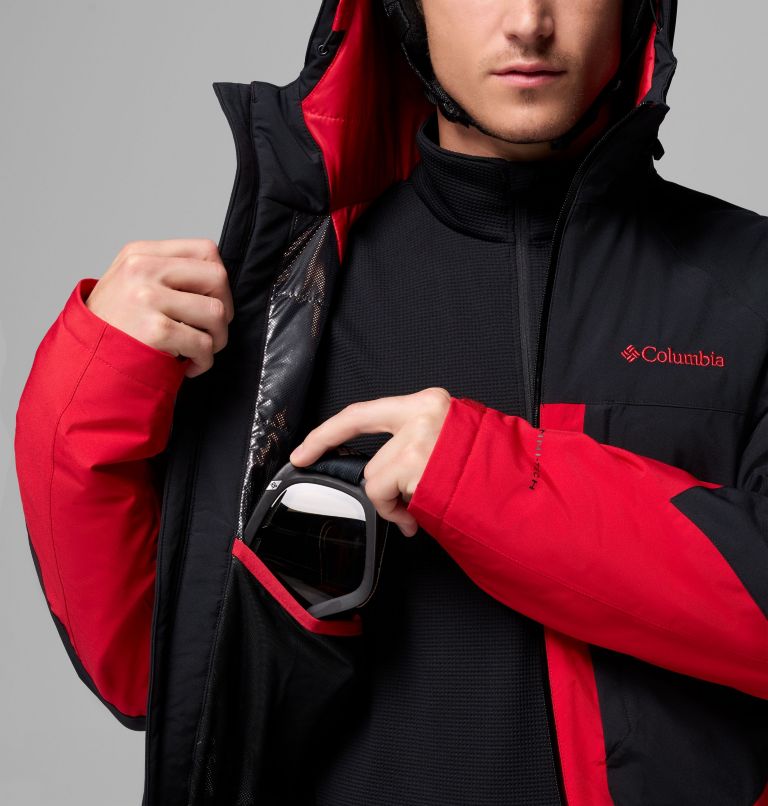 Men's Powder Prime Waterproof Ski Jacket, Color: Mountain Red, Black, image 5
