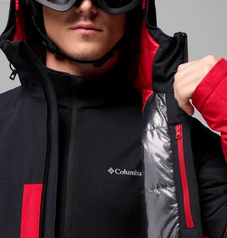 Men's Powder Prime Waterproof Ski Jacket, Color: Mountain Red, Black, image 6