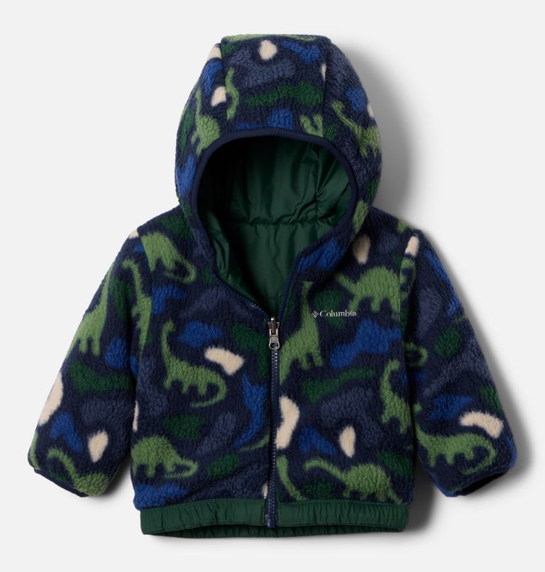 Kids' Infant Double Trouble III Jacket, Color: Rain Forest, Collegiate Navy Dinoflauge, image 3