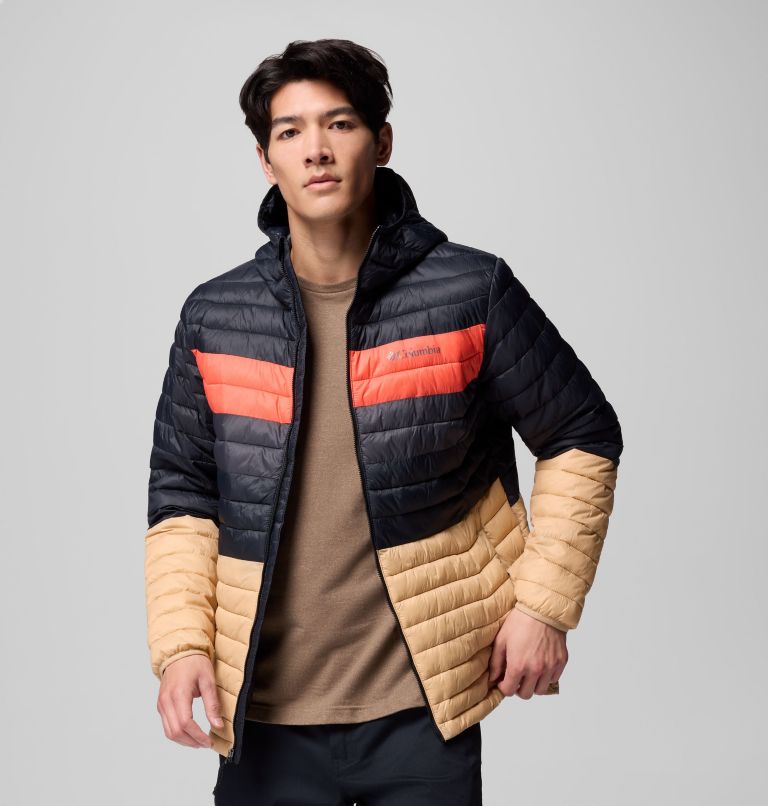 Men's Powder Pass Hooded Jacket, Color: Canoe, Black, Zing, Shark, image 4