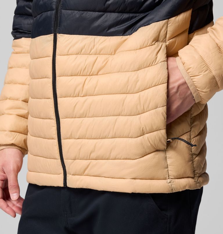 Men's Powder Pass Hooded Jacket, Color: Canoe, Black, Zing, Shark, image 7