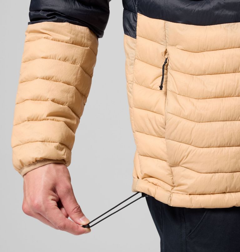 Men's Powder Pass Hooded Jacket, Color: Canoe, Black, Zing, Shark, image 8