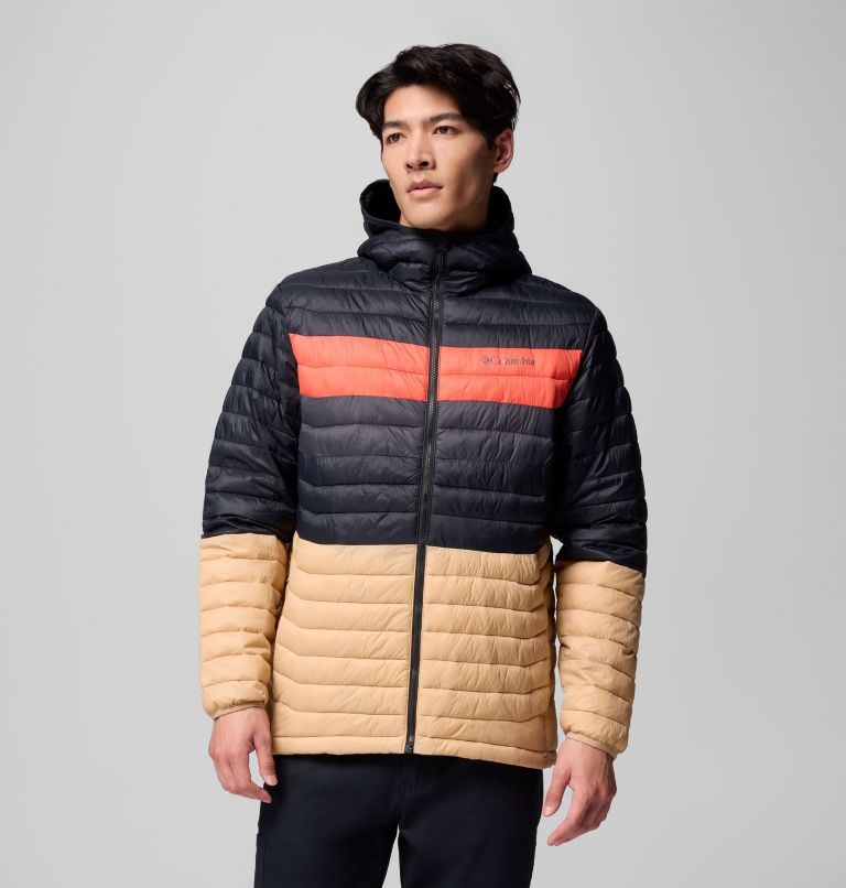 Men's Powder Pass Hooded Jacket, Color: Canoe, Black, Zing, Shark, image 9