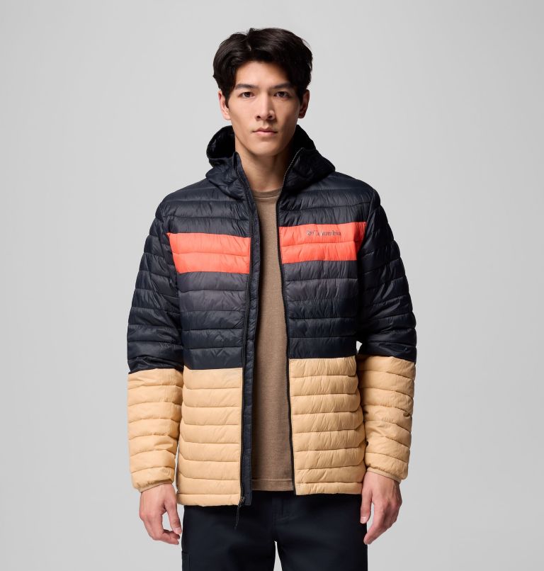 Men's Powder Pass Hooded Jacket, Color: Canoe, Black, Zing, Shark, image 1