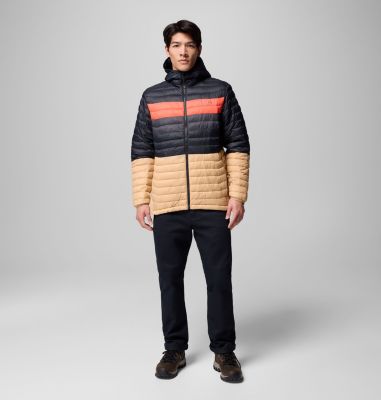 Men's Powder Pass Hooded Jacket, Color: Canoe, Black, Zing, Shark, image 8