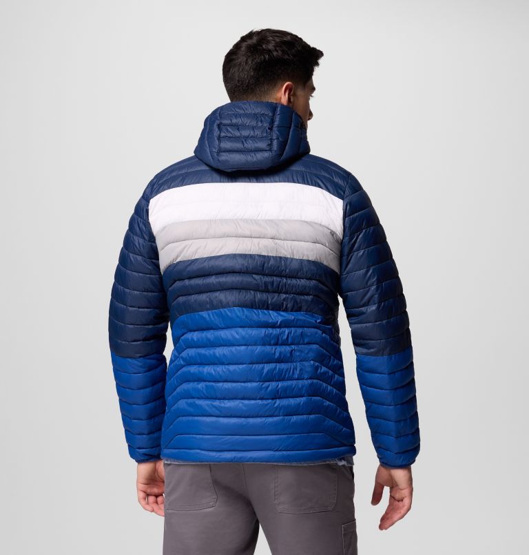 Chaqueta acolchada aislante con capucha Powder Pass para hombre, Color: Mtn Blue, Coll Navy, White, Colm Grey, image 3