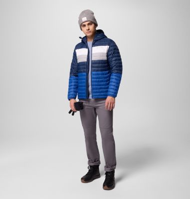Men's Powder Pass Hooded Jacket, Color: Mtn Blue, Coll Navy, White, Colm Grey, image 4