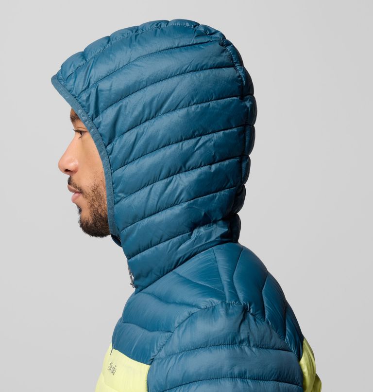 Men's Powder Pass Hooded Jacket, Color: Crushed Blue, Everblue, Neon Light, Shrk, image 9