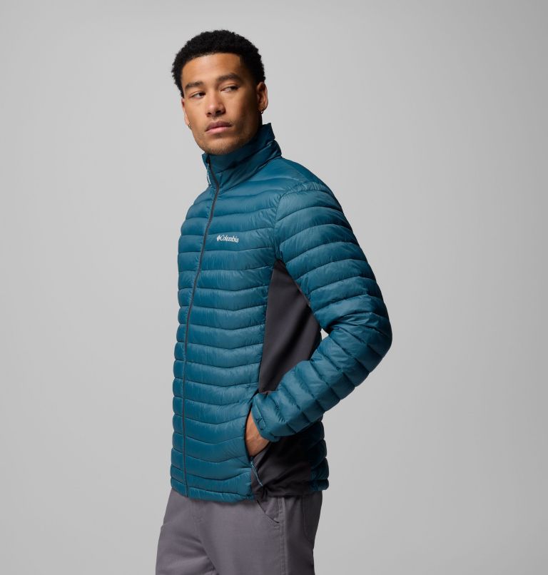 Men's Powder Pass Hybrid Jacket, Color: Everblue, Shark, image 4