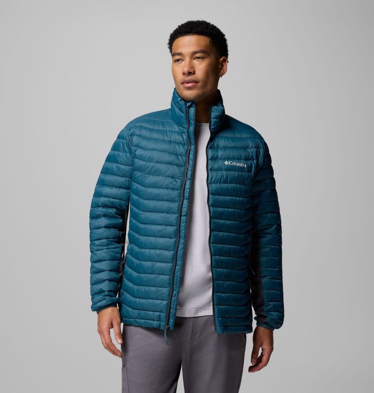 Men's Powder Pass Hybrid Jacket, Color: Everblue, Shark, image 5