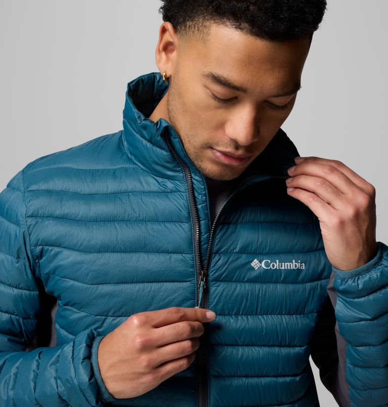 Men's Powder Pass Hybrid Jacket, Color: Everblue, Shark, image 6