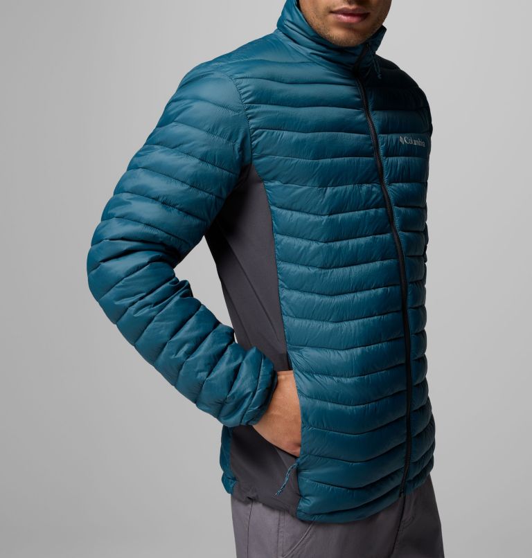 Men's Powder Pass Hybrid Jacket, Color: Everblue, Shark, image 7