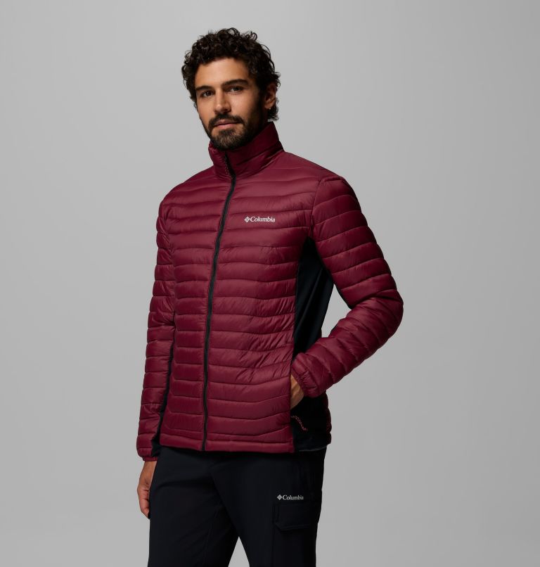 Men's Powder Pass Hybrid Insulated Puffer Jacket, Color: Rich Wine, Black, image 4