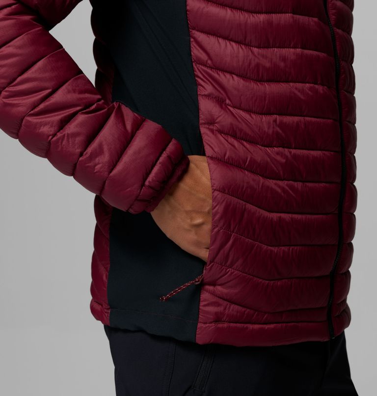 Men's Powder Pass Hybrid Insulated Puffer Jacket, Color: Rich Wine, Black, image 8