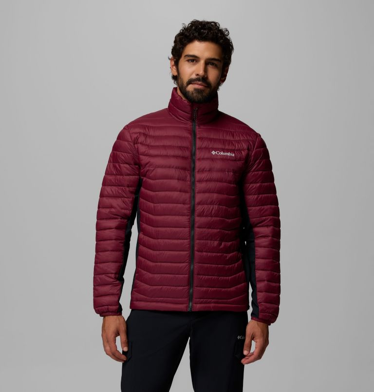Men's Powder Pass Hybrid Insulated Puffer Jacket, Color: Rich Wine, Black, image 1