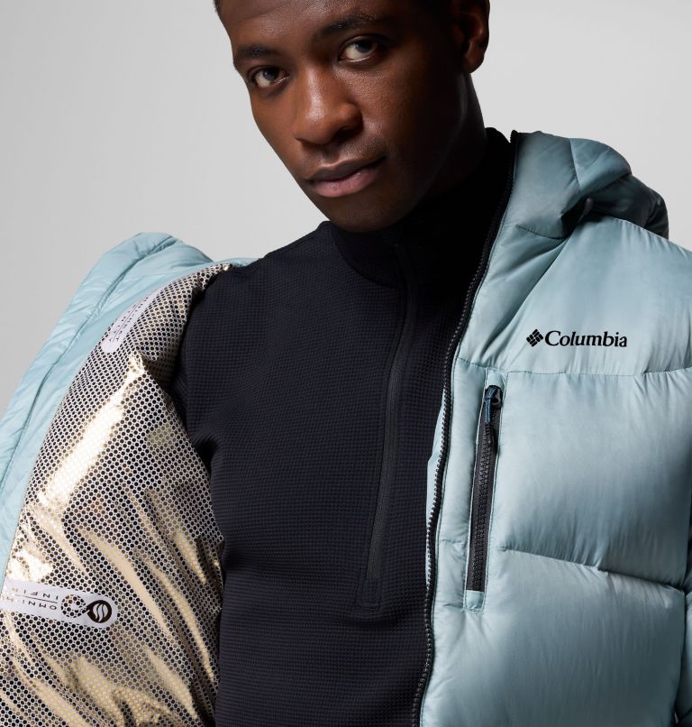 Men's Cloudview Down Hooded Jacket, Color: Crushed Blue, image 6