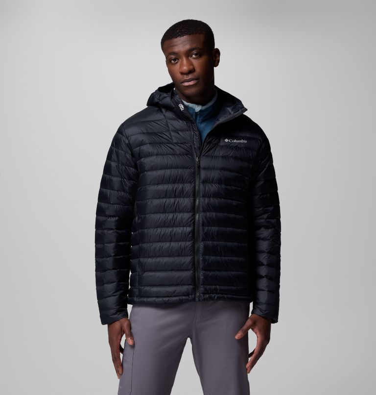 Men's Corelite Down Hooded Jacket, Color: Black, image 1