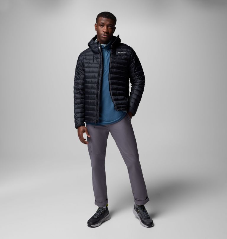 Men's Corelite Down Hooded Jacket, Color: Black, image 2