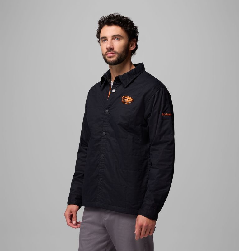 Men's Collegiate Campus Roam Quilted Shirt Jacket, Color: OSU - Black, image 4