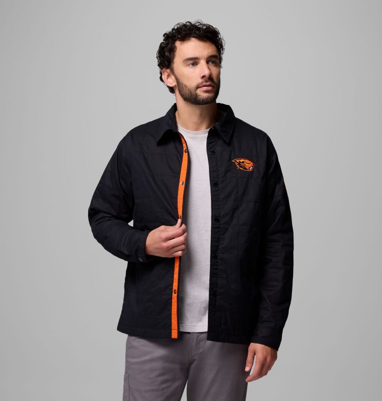 Men's Collegiate Campus Roam Quilted Shirt Jacket, Color: OSU - Black, image 5